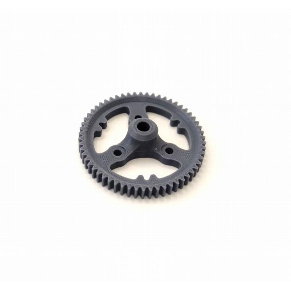 ３Dプリントマイコンカーに対応した改造用の平ギヤです。58Tの平ギヤは10Tピニオンギヤと組み合せることで、シャーシ無改造で取り付け可能です。標準の8T×60Tの組み合わせで軸間距離は17mmです。10T×58Tの組み合わせでも17mmなの...