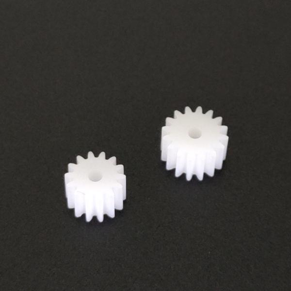 メーカー：株式会社ロボテナ【旧レインボープロダクツから事業譲渡を受け、POWER'S製品の製造・販売を行っています。】製品型番：91605プラスチックギア（マブチモーター関連パーツ）ピニオンギヤ：14歯・16歯モジュール：0.5高さ：約5m...