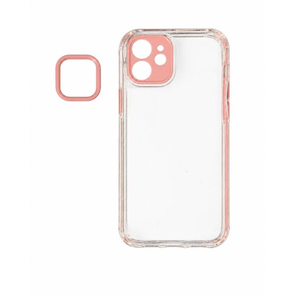 訳アリ iPhone 12用 透明ケース ローズカメラ枠