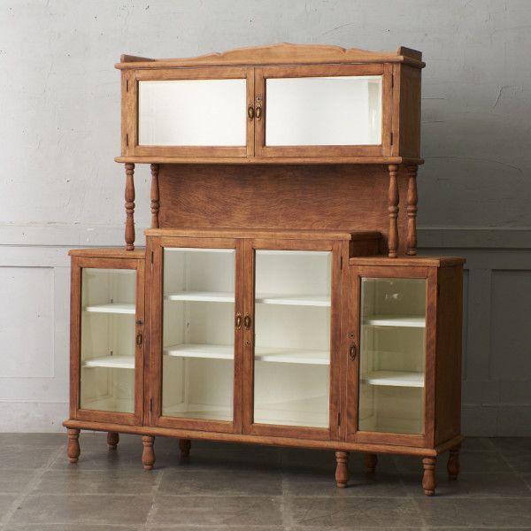 IZ77929F☆アンティーク ガラス キャビネット 洋家具 ストリップド