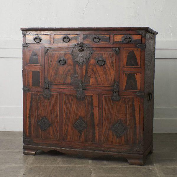 IZ91437F☆李朝家具 飾り棚 キャビネット 李朝棚 時代箪笥 天然木 収納