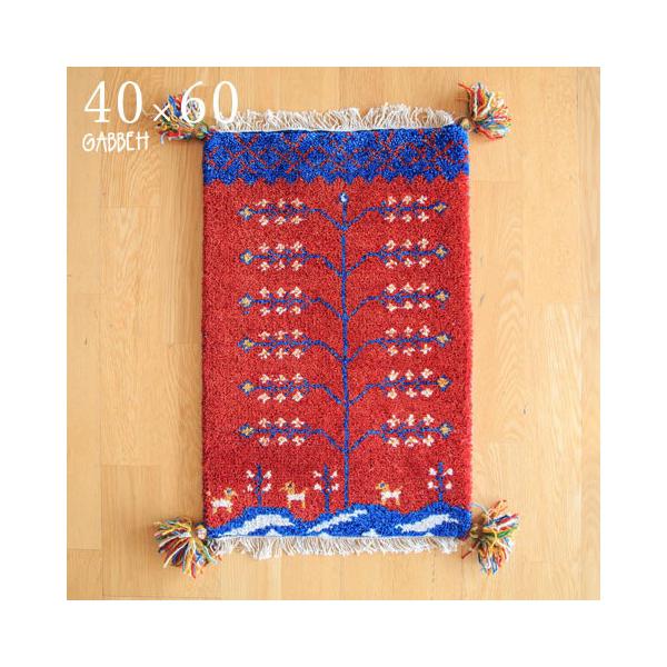 ミニギャッベ（レッド）40×40cm 　美品❗ ギャッベ ギャベ ラグ ミニサイズ 小さいサイズ 40×60 インテリア