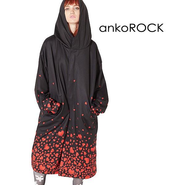 Ankorock アンコロック モッズコート メンズ ロングコート レディース ユニセックス 長袖 ロング丈 ビッグシルエット 黒 プリント ハート Aro6250 Ankorock 通販 Yahoo ショッピング