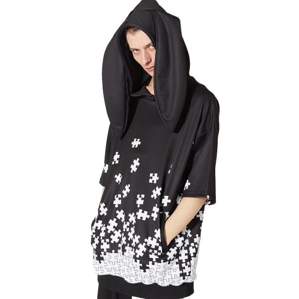 Ankorock アンコロック メンズ うさ耳 パーカー レディース プルオーバー ユニセックス 半袖 ビッグシルエット プリント バラバラ パズル Buyee 日本代购平台 产品购物网站大全 Buyee一站式代购 Bot Online