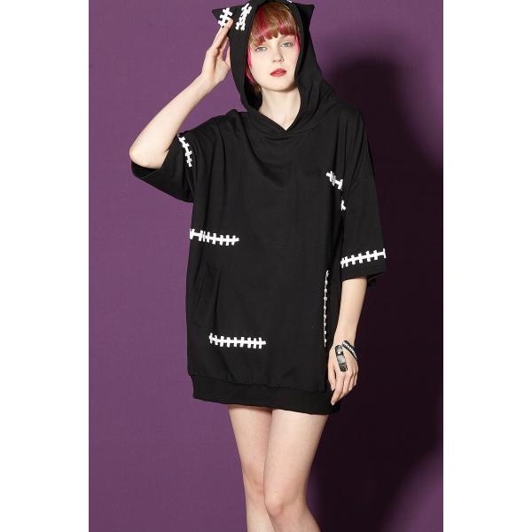 Ankorock アンコロック メンズ 猫耳 パーカー レディース プルオーバー ユニセックス 服 ブランド 半袖 ビッグシルエット 黒 ブラック Buyee Buyee 提供一站式最全面最專業現地yahoo Japan拍賣代bid代拍代購服務 Bot Online