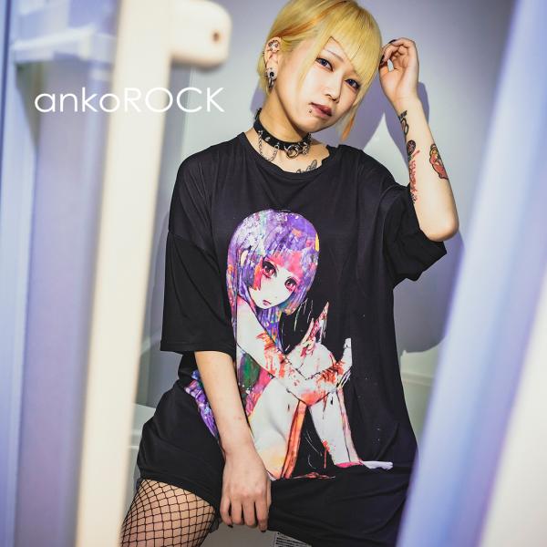 Ankorock アンコロック ビッグ Tシャツ メンズ カットソー レディース ユニセックス 半袖 ビッグシルエット 女の子 ガール カッター 手首 Art7040 Ankorock 通販 Yahoo ショッピング