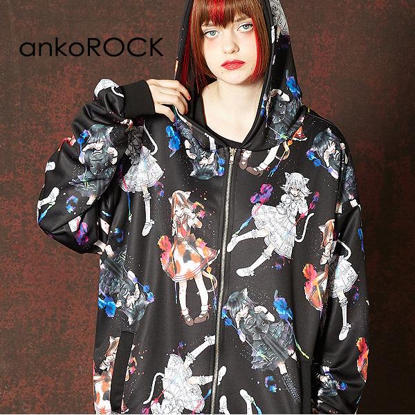 Ankorock アンコロック パーカー メンズ ジップパーカー レディース ユニセックス 服 ブランド 長袖 ロング丈 ガールズプリント 大きいサイズ Art7921 Ankorock 通販 Yahoo ショッピング