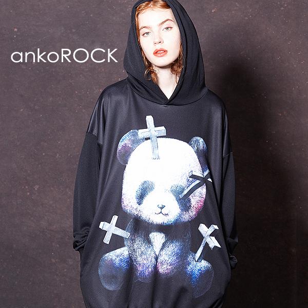 Ankorock アンコロック トップス ロングスリーブ パーカー クロス刺さりパンダ メンズ レディース ユニセックス 服 ブランド Art8100 Ankorock 通販 Yahoo ショッピング