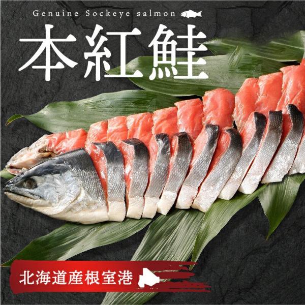 本紅鮭 切身 北海道 根室港 約800g 厚切り 7〜8切れ 脂のった シャケ 中辛 魚 塩焼き お弁当 酒のつまみ お中元 お歳暮 ギフト 贈答 f04