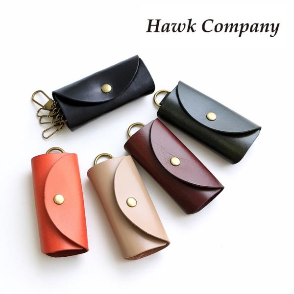 Hawk Company ホークカンパニー レザーキーケース メンズ レディース ブランド 4連キーフック 鍵 牛革 フラップデザイン スナップボタン (12-6272)