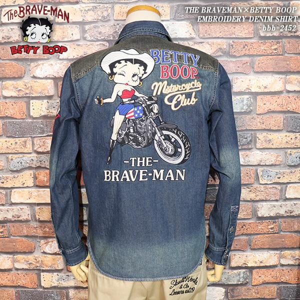 ブレイブマン] × ベティ・ブープ コラボ 長袖 デニム ワークシャツ BBB