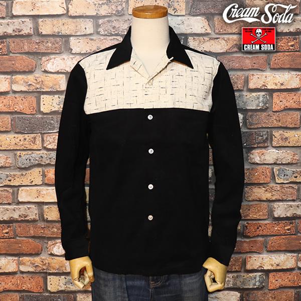 CREAM SODA クリームソーダ CSコーデュロイ切替えシャツ BLACK PD23SN 
