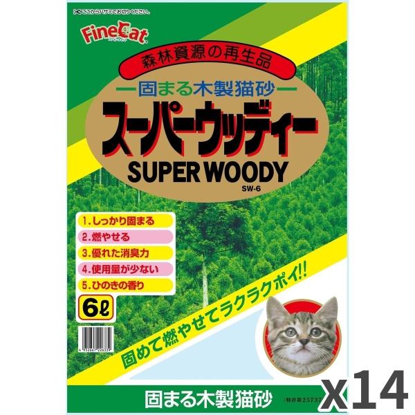 常陸化工 ファインキャット スーパーウッディー 猫用 6L ×14袋入