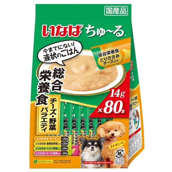 P- いなばペットフード ちゅ〜る 総合栄養食 チーズ・野菜バラエティ 14g ドッグフード 液状ごはん ×80本