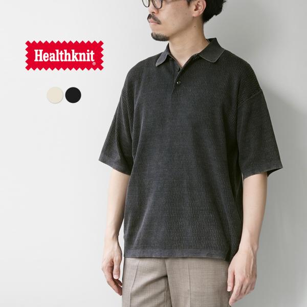 Healthknit（ヘルスニット） ポロカラー ショートスリーブ ニット