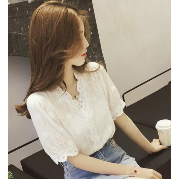 可愛い 刺繍ブラウス透け感 無地ブラウス レース カット レディース Tシャツ半袖 ルームウエア トップ ス女子会 ゆるかわ 刺繍 トップス Buyee Buyee Japanese Proxy Service Buy From Japan Bot Online
