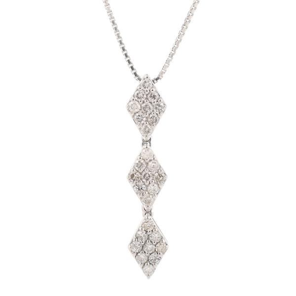 K18WG ダイヤモンドネックレス 0.5ct 3.7g ハートネックレス