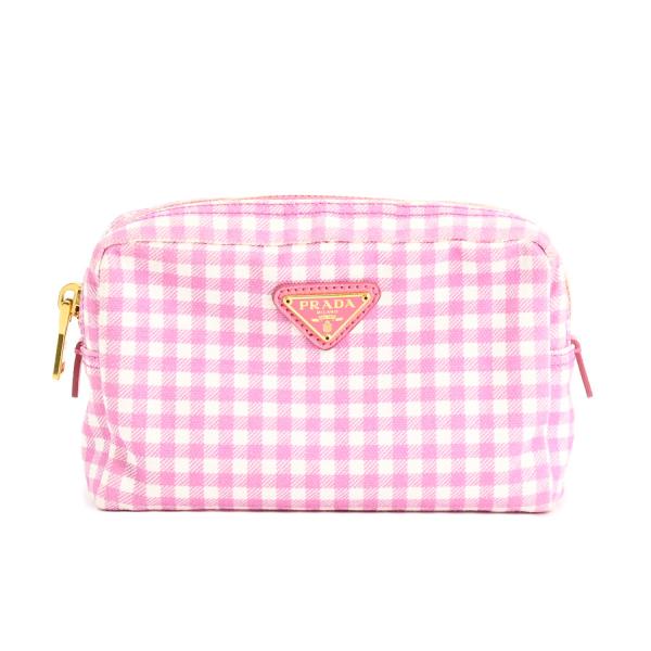PRADA プラダ リボン ポーチ ピンク ナイロン コスメポーチ PRADA（プラダ） ポーチ ポーチ 1NA021 ピンク レディース 中古AB品