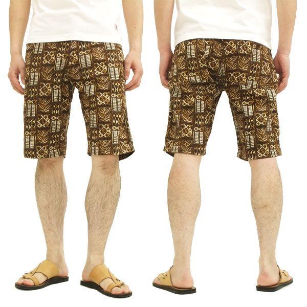 MWS リラックスショーツ プリペラ バティック柄 メンズ ショートパンツ 1514303 ブラウン 新品 M.W.S MWS リラックスショーツ プリペラ バティック柄 ハーフパンツ