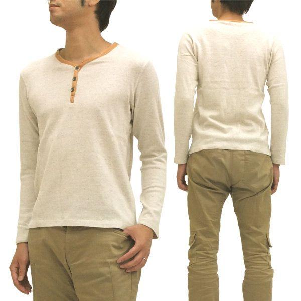 【新品/未使用】PRISTINE オーガニックコットン　ハイネック長袖　Tシャツ マークストア 長袖Tシャツ ジャズネップ レザー切替ヘンリーネック