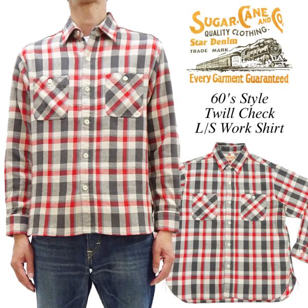 SUGAR CANE ネルシャツ Lサイズ SUGAR CANE シュガーケーン ツイルチェック ワークシャツ