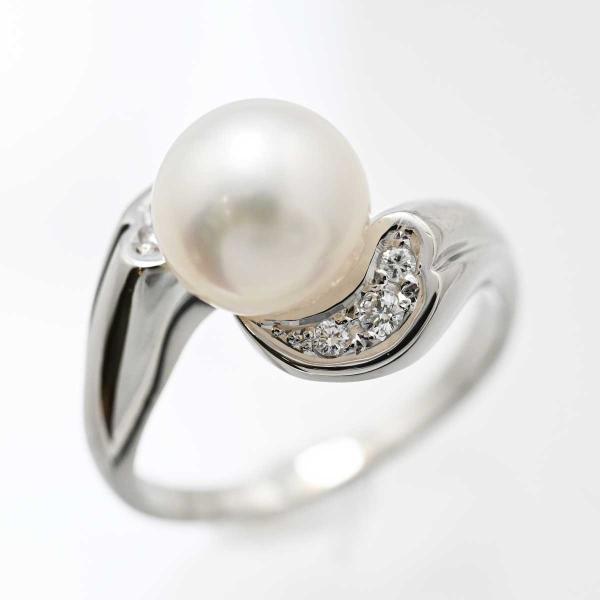 ミキモト MIKIMOTO PT900 プラチナ パール8.2ミリ ダイヤ リング 11号