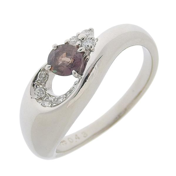 Pt900 プラチナ カラーチェンジ サファイア0.43ct ダイヤモンド0.10ct