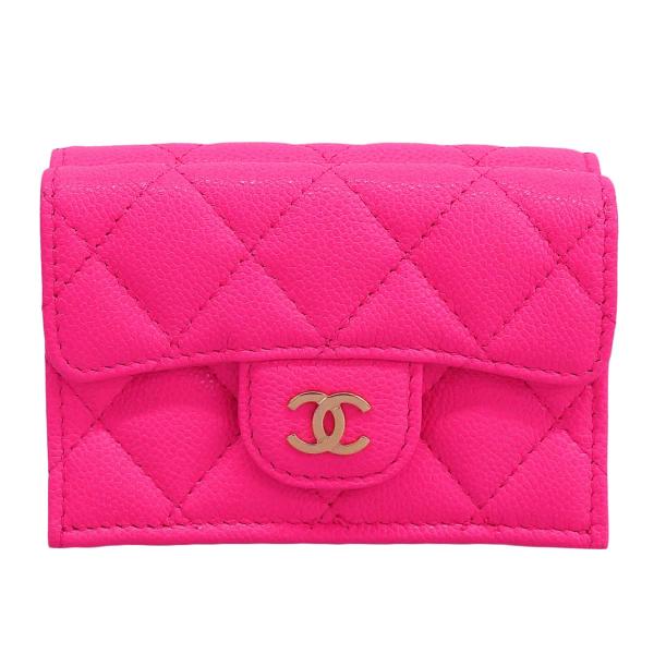 シャネル　三つ折り財布　マトラッセ　ココマーク CHANEL（シャネル） ココマーク マトラッセ Wホック 三つ折り