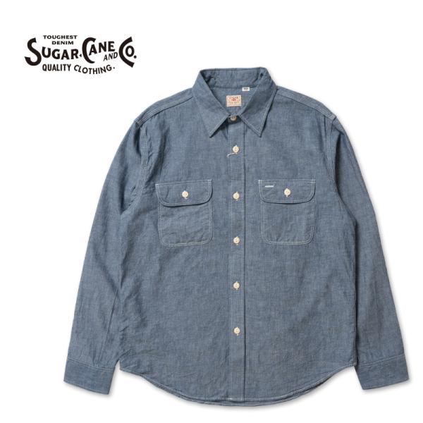 シュガーケーン　シャンブレー長袖ワークシャツ　SC27850 SUGAR CANE シュガーケーン [SC27850] 長袖 ブルーシャンブレー