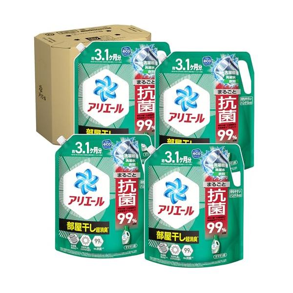 他サイト： アリエール 洗濯洗剤 液体 超抗菌プレミアム 部屋干し超消臭 天日干し級にさわやかな香り 詰め替え 2210gｘ4袋 [大容量] [ケース品]の商品画像