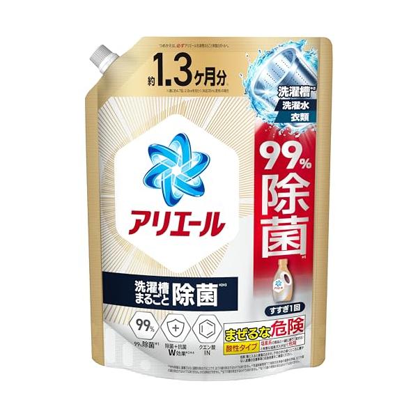 アリエール 洗濯洗剤 液体 超抗菌プレミアム 洗濯槽まるごと除菌 スッキリひかえめな香り 詰め替え 1000g
