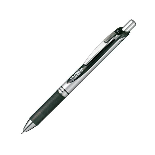 ぺんてる ボールペン ゲルインキ エナージェル ノック式 0.3mm シルバー軸 BLN73-A 黒