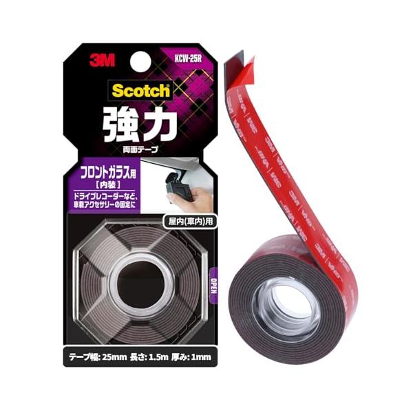 他サイト： 3M スコッチ 強力両面テープ フロントガラス用 黒 25mm×1.5m KCW-25Rの商品画像