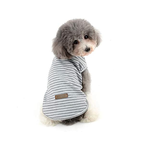 RANPHY縞柄ペット服 柔らかい Tシャツ 愛犬 小型犬 可愛い半袖 タンクトップ 両足のペット服 春夏プルオーバー 犬用 わんこ服 通気 散歩 お出かけ 吸水 速乾 ベス ト ペット用品