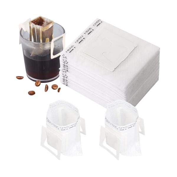 コーヒーフィルター 1杯用 100枚 吊り耳ドリップ袋 ポータブル 手作りコーヒー用 バッグ型 ペーパーフィルター お一人様 旅行先 オフィス 業務用 家