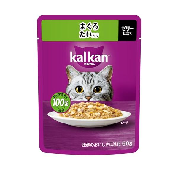 他サイト： カルカン パウチ 1歳から 60g×12袋 まぐろ たい入り 成猫用 ウェットフード キャットフード 総合栄養食 水分補給 毎日食べることを考えたウェットの商品画像