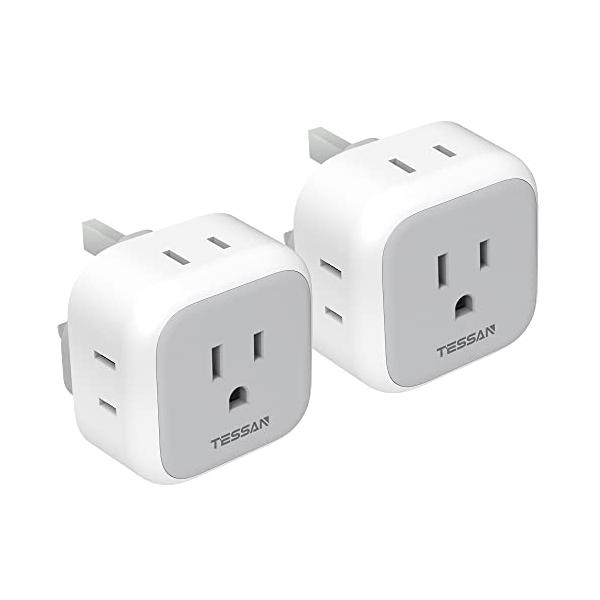 変換プラグ bfタイプ 海外用変換プラグ 2個セット TESSAN 変換器 コンセント変換 電源変換アダプター イギリス/シンガポール/マレーシア/香港/マカオ
