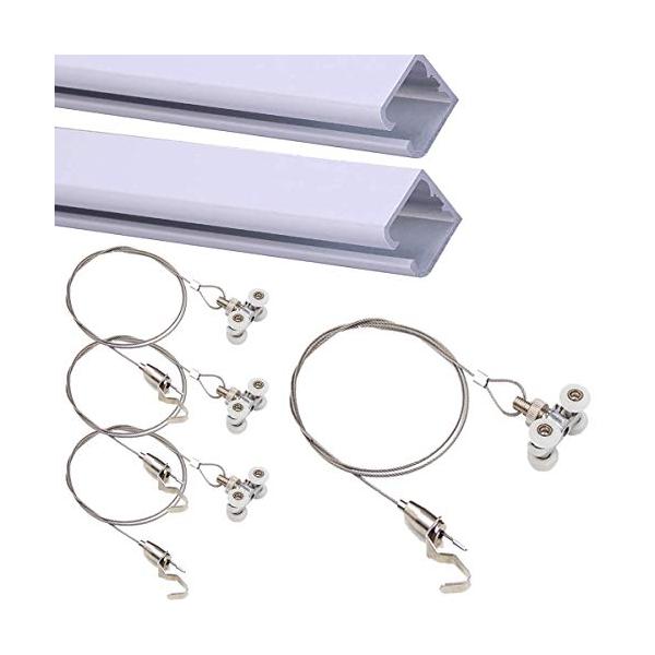 U型 ピクチャーレールセット 1.0m-4.0m  + ステンレス鋼ワイヤー