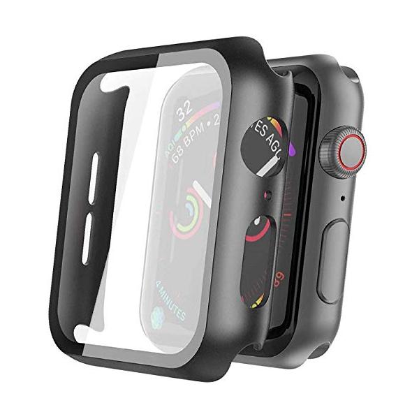 Adaronアップルウォッチ液晶全面保護ケース PC素材 耐衝撃 高感度 Apple Watch シリーズ 6/SE/5/4 (ブラック, 44mm)