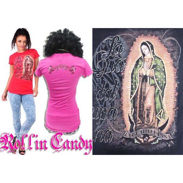La直輸入ラメ付き マリア様プリントtシャツ レディース Maria 聖母マリアダンス衣装 ダンサー ローライダー メキシカン メキシコ ブラック レッド ピンク 76c 78c ローリンキャンディー 通販 Yahoo ショッピング