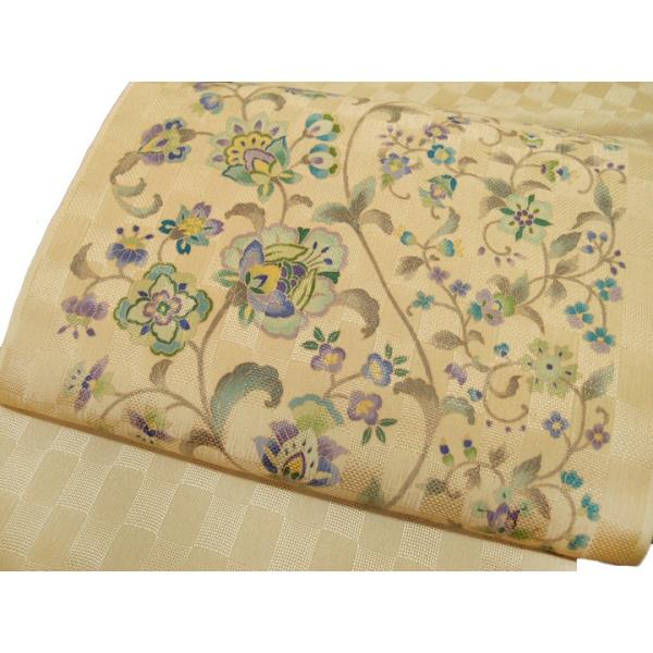 正絹 夏 名古屋帯 紋紗 岡重謹製 ヨーロピアン更紗図案 極上 逸品 未使用品 正絹 夏 名古屋帯 紋紗 岡重謹製 ヨーロピアン更紗図案 極上 逸品 未