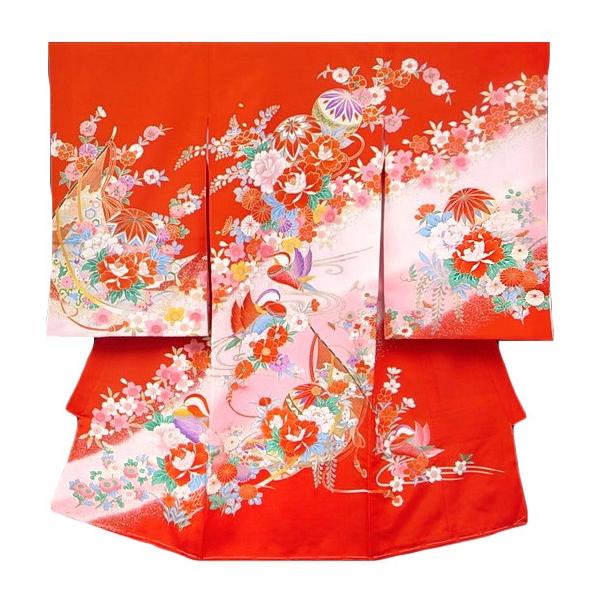 【レンタル】 お宮参り 産着 レンタル 赤ちゃん 女の子 着物 貸衣装 長襦袢 帽子 よだれ掛け ５点セット 祝着 産着 0歳 日本製 正絹 友禅 鴛鴦 赤一部地域を除く omiyag0002●素 材産着：絹100％ 長襦袢：化繊 帽子・よ...