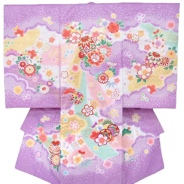 【レンタル】お宮参り 産着 レンタル 赤ちゃん 女の子 着物 紫 ピンク 鞠 牡丹 桜 貸衣装 祝着 帽子 よだれ掛け セット 往復送料無料 W16pori W 6771pori omiyag0025●内容着物・長襦袢・帽子・よだれ掛け・お...