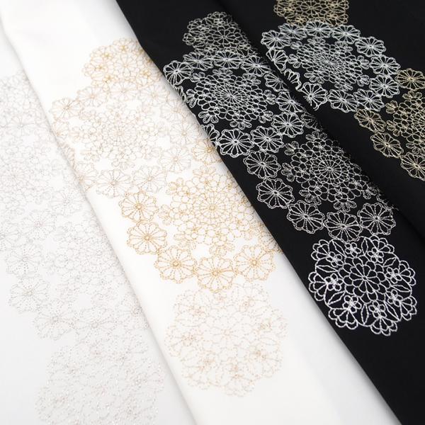 半衿 振袖 成人式 半襟 刺繍 花更紗丸文 フォーマル 白 黒 金 銀 二十歳の記念式典 W z890 Si