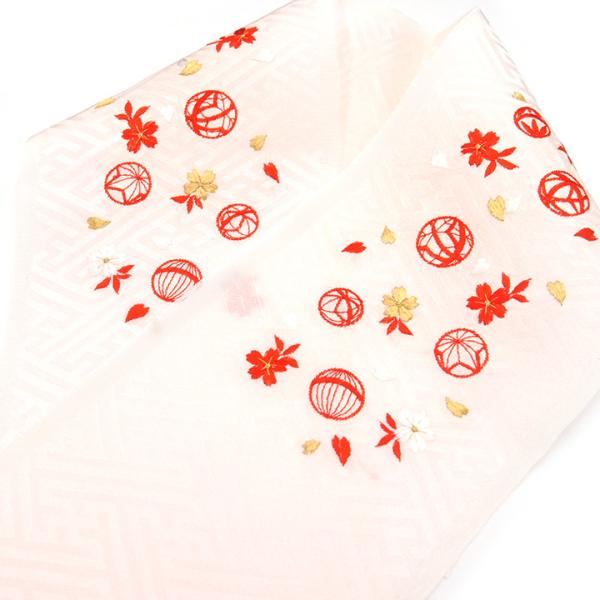 半衿 半襟 半えり 七五三 和装小物 三歳 五歳 七歳 女の子 新品 鞠 花柄 桜 さくら ピンクベージュ キッズ 子供 着物 長襦袢 御  z997