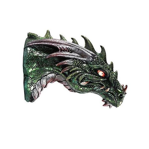 【手彫】緑色の木製ドラゴン面 romando_0n0048