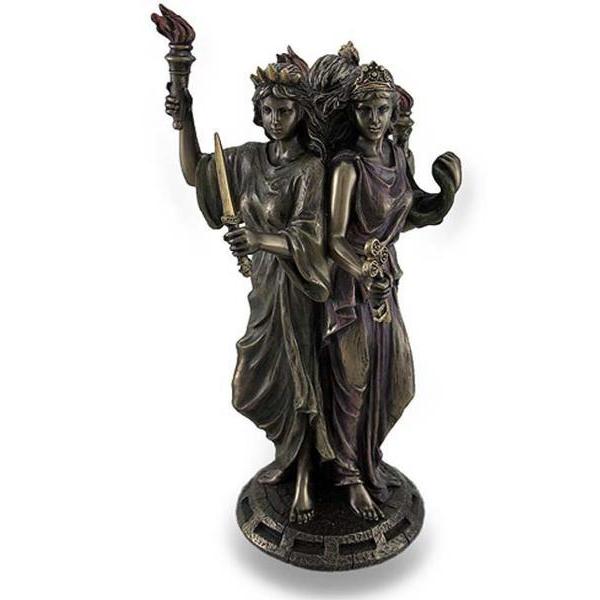 ギリシャの女神 ヘカテー三美神 ブロンズ風彫像 死の女神 女魔術