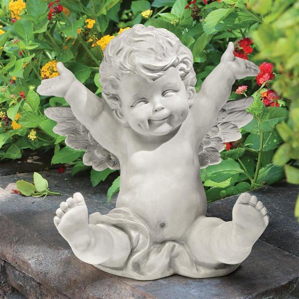 飛び跳ねる子供の智天使（ケルビム像）西洋彫刻 装飾品 ガーデン彫像