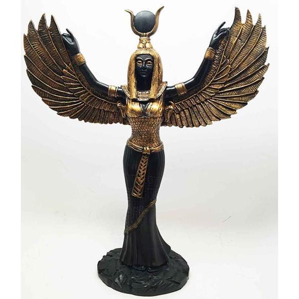 古代エジプト彫刻 翼を広げた自然と神秘の女神 イシス神 置物彫像 