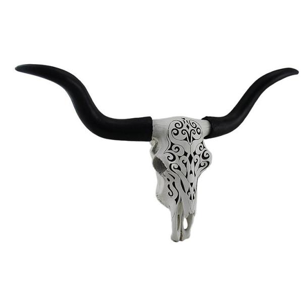 ƍ̃fUC͗l Oz[ nMOXJ W Ǒ  / Longhorn And Lace Black &amp; White FiligreeiAi